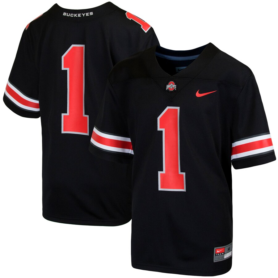 Youth Nike #1 Black Ohio State Buckeyes Team Replica Football Jersey - ujerseystore