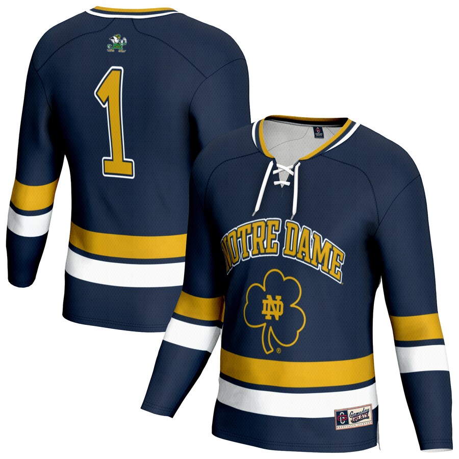 Youth GameDay Greats  Navy Notre Dame Fighting Irish Lightweight Men's Hockey Team Fashion Jersey - ujerseystore