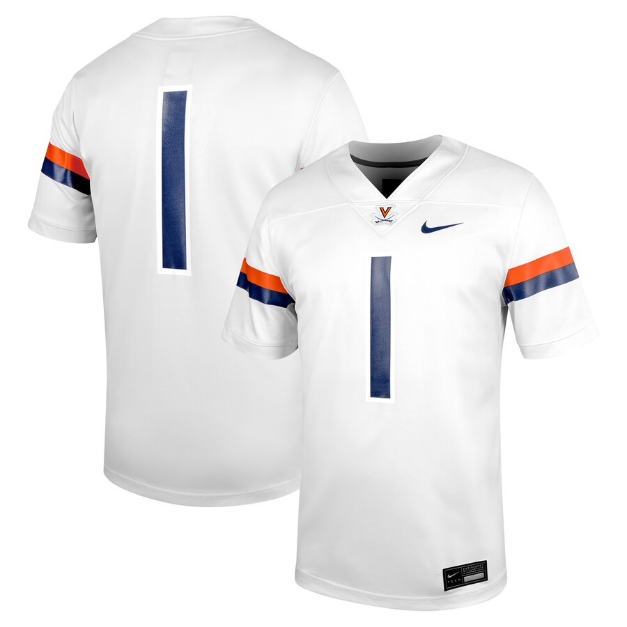 Men's Nike #1 White Virginia Cavaliers Untouchable Football Jersey - ujerseystore