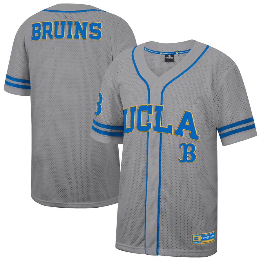 Men's Colosseum Gray UCLA Bruins Free Spirited Baseball Jersey - ujerseystore
