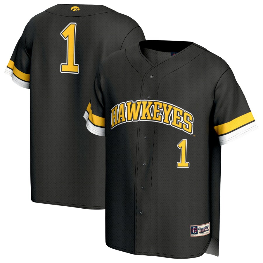 Youth GameDay Greats #1 Black Iowa Hawkeyes Lightweight Collegiate Baseball Fashion Jersey - ujerseystore