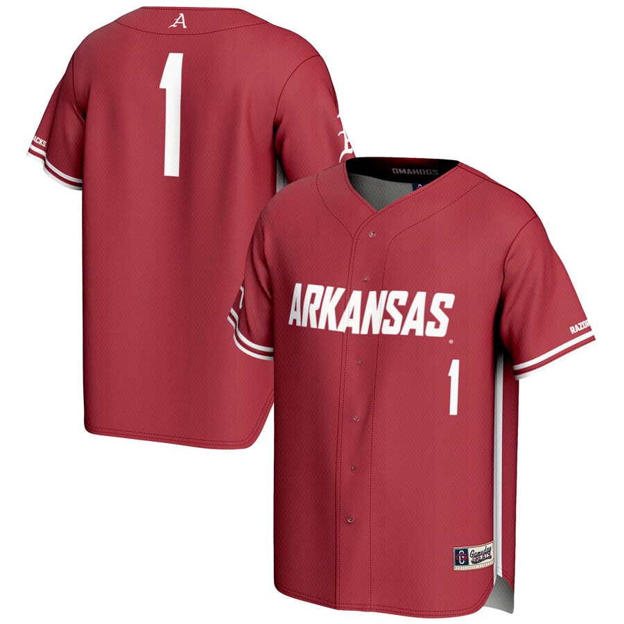 Youth GameDay Greats #1 Cardinal Arkansas Razorbacks Lightweight Baseball Jersey - ujerseystore