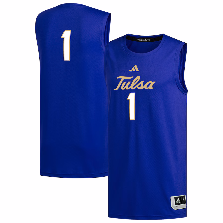 Men's adidas #1 Royal Tulsa Golden Hurricane Replica Basketball Jersey - ujerseystore