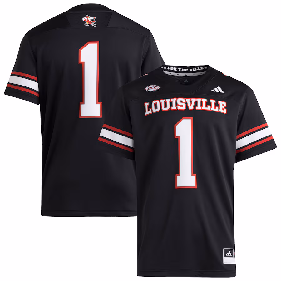 Men's adidas #1 Black Louisville Cardinals Premier Strategy Jersey - ujerseystore