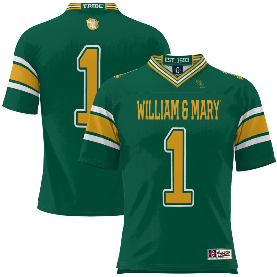 Youth GameDay Greats #1 Green William & Mary Tribe Football Jersey - ujerseystore