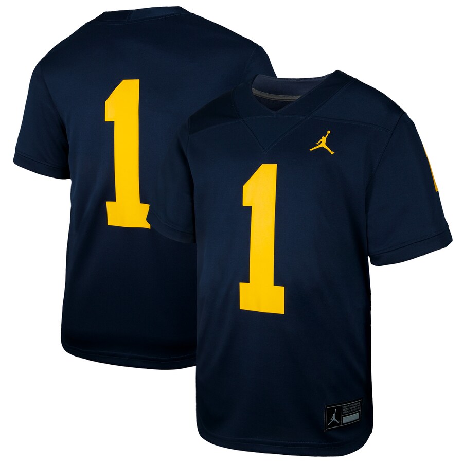 Youth Jordan Brand #1 Navy Michigan Wolverines  Untouchable Replica Game Jersey - ujerseystore