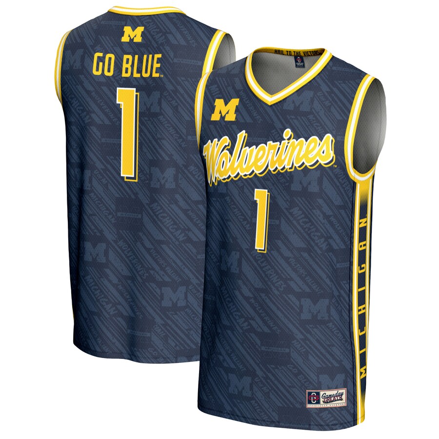Unisex GameDay Greats #1 Navy Michigan Wolverines Highlight Print Lightweight Basketball Fashion Jersey - ujerseystore