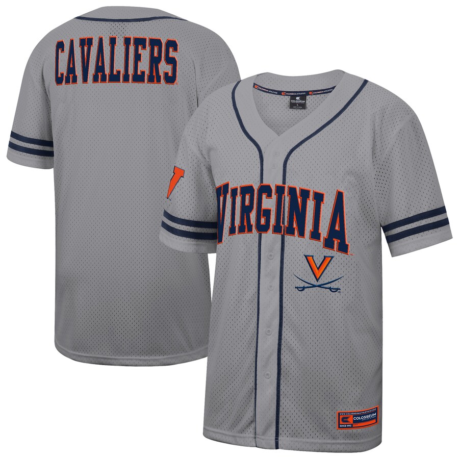 Men's Colosseum Gray Virginia Cavaliers Free Spirited Baseball Jersey - ujerseystore