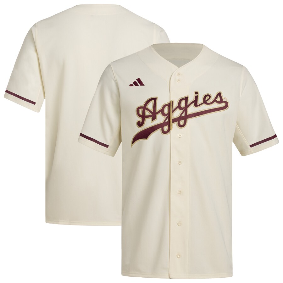 Men's adidas  Cream Texas A&M Aggies Replica Baseball Jersey - ujerseystore