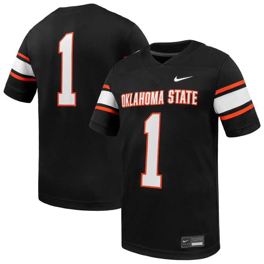 Men's Nike #1 Black Oklahoma State Cowboys Untouchable Replica Game Jersey - ujerseystore