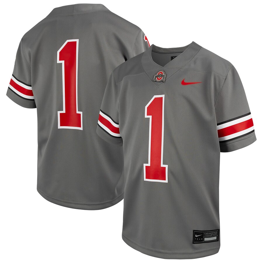 Youth Nike #1 Steel Ohio State Buckeyes Alternate Game Jersey - ujerseystore