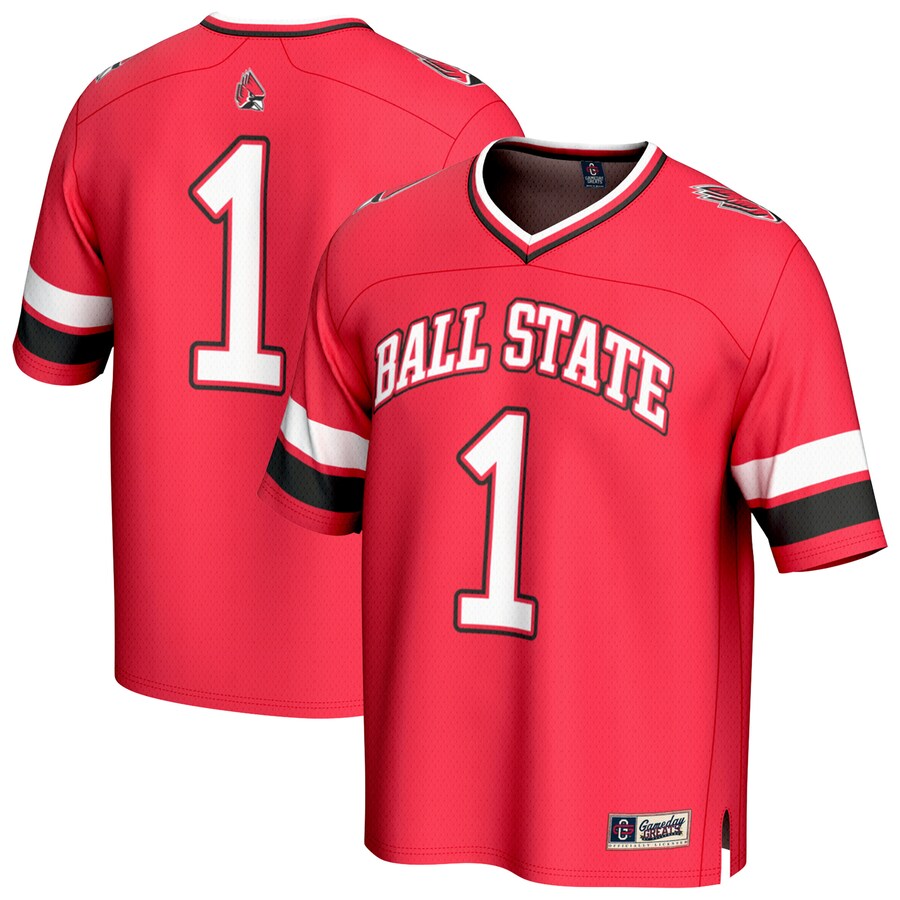 Unisex GameDay Greats #1 Cardinal Ball State Cardinals Lightweight Collegiate Football Fashion Jersey - ujerseystore