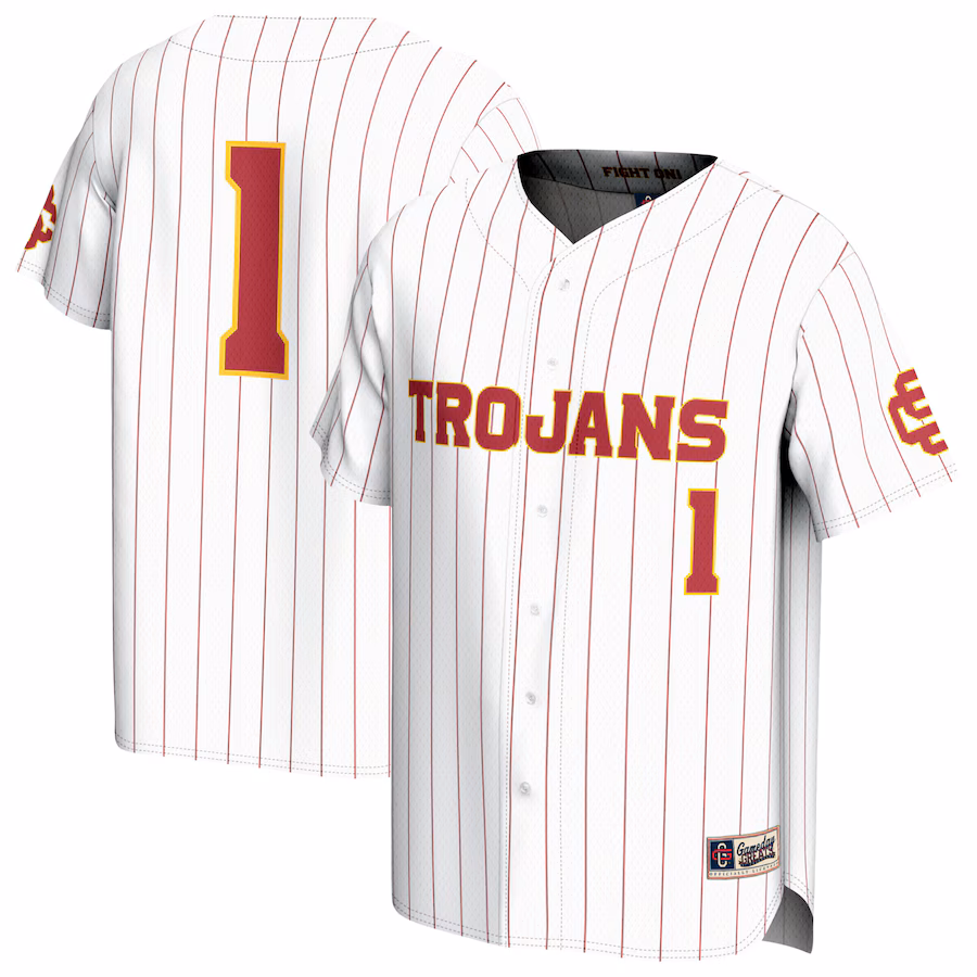 Adult GameDay Greats #1 White USC Trojans Lightweight Collegiate Baseball Fashion Jersey - ujerseystore
