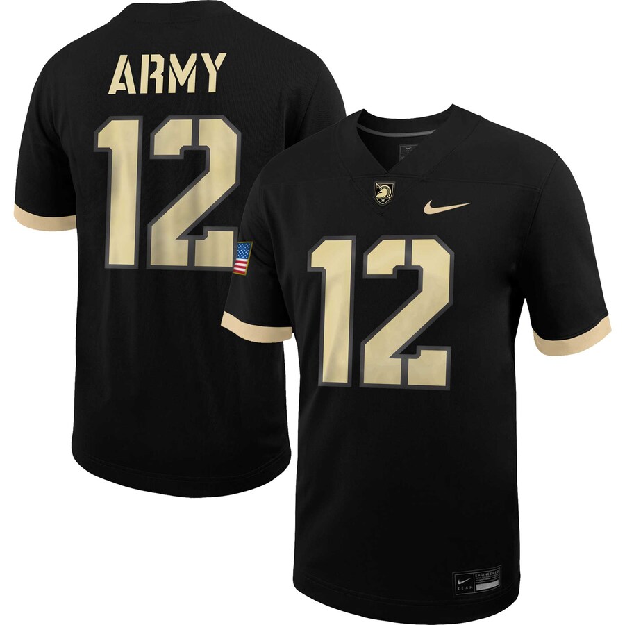 Men's Nike #12 Black Army Black Knights Untouchable Football Jersey - ujerseystore
