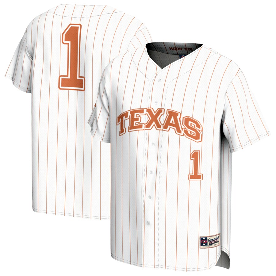 Youth GameDay Greats #1 White Texas Longhorns Lightweight Collegiate Baseball Fashion Jersey - ujerseystore