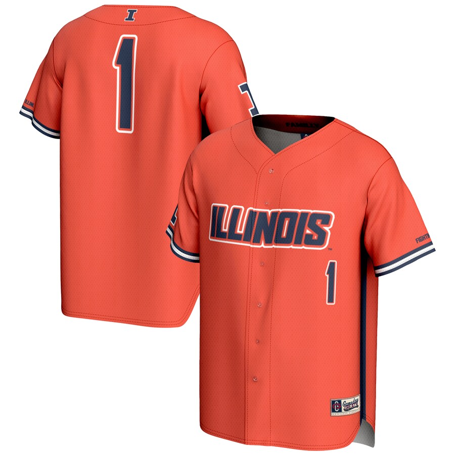 Youth GameDay Greats #1 Orange Illinois Fighting Illini Lightweight Baseball Jersey - ujerseystore