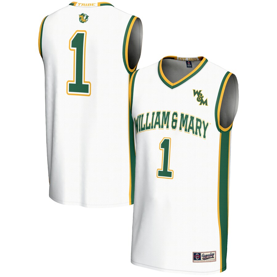 Youth GameDay Greats #1 White William & Mary Tribe Lightweight Basketball Jersey - ujerseystore