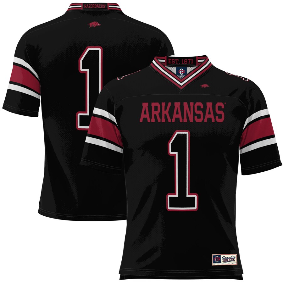Men's GameDay Greats #1 Black Arkansas Razorbacks Football Jersey - ujerseystore