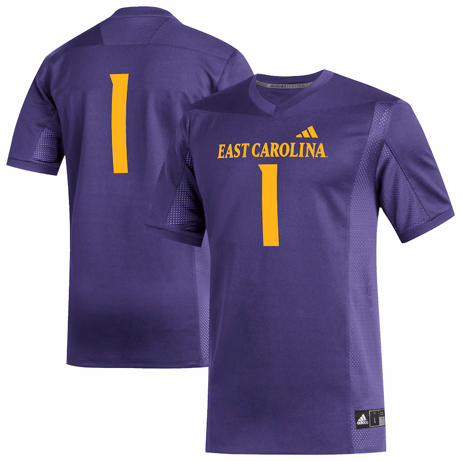 Men's adidas #1 Purple ECU Pirates Replica Football Jersey - ujerseystore
