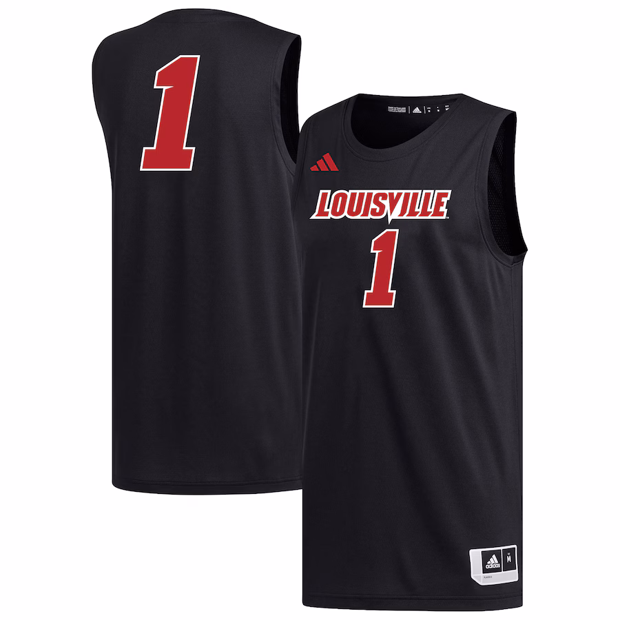Men's adidas #1 Black Louisville Cardinals Replica Basketball Jersey - ujerseystore