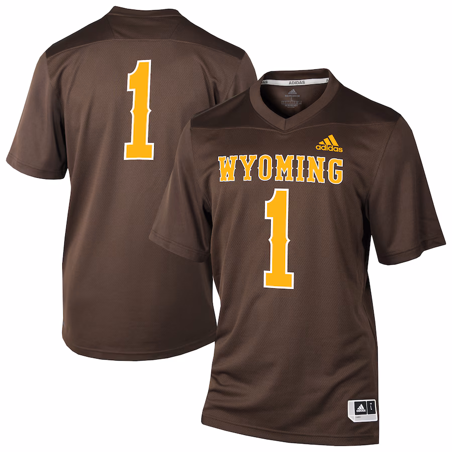 Men's adidas #1 Brown Wyoming Cowboys Replica Football Jersey - ujerseystore
