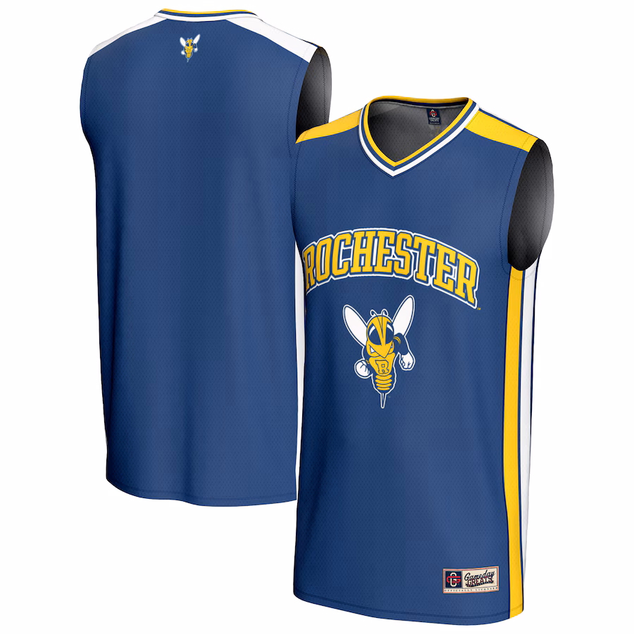 Men's GameDay Greats Blue Rochester Yellow Jackets Basketball Jersey - ujerseystore