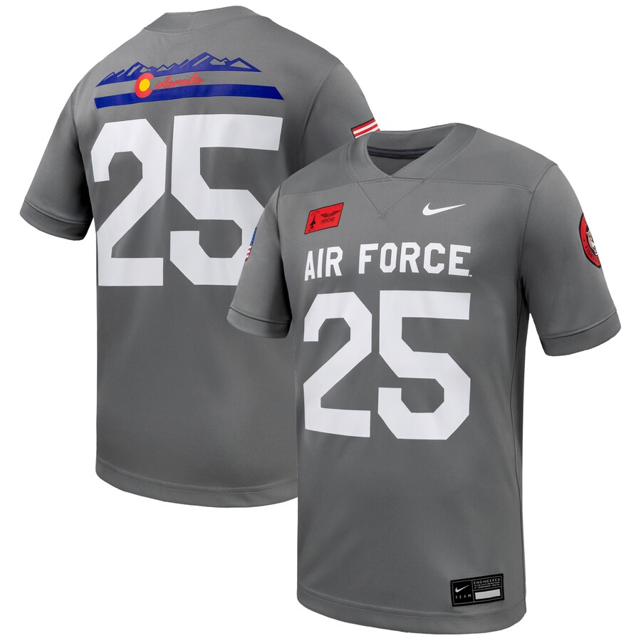 Men's Nike #25 Gray Air Force Falcons APLS Fighting Falcon Collection Football Game Jersey - ujerseystore