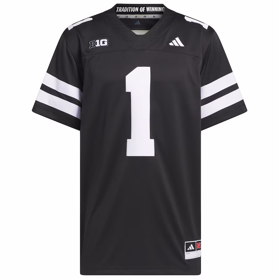 Men's adidas #1 Black Nebraska Huskers Alternate Premier Jersey - ujerseystore