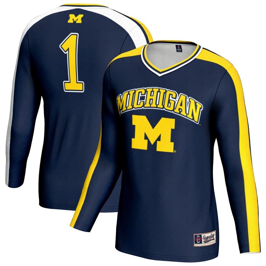 Youth GameDay Greats Navy Michigan Wolverines #1 Lightweight Volleyball Fashion Jersey - ujerseystore
