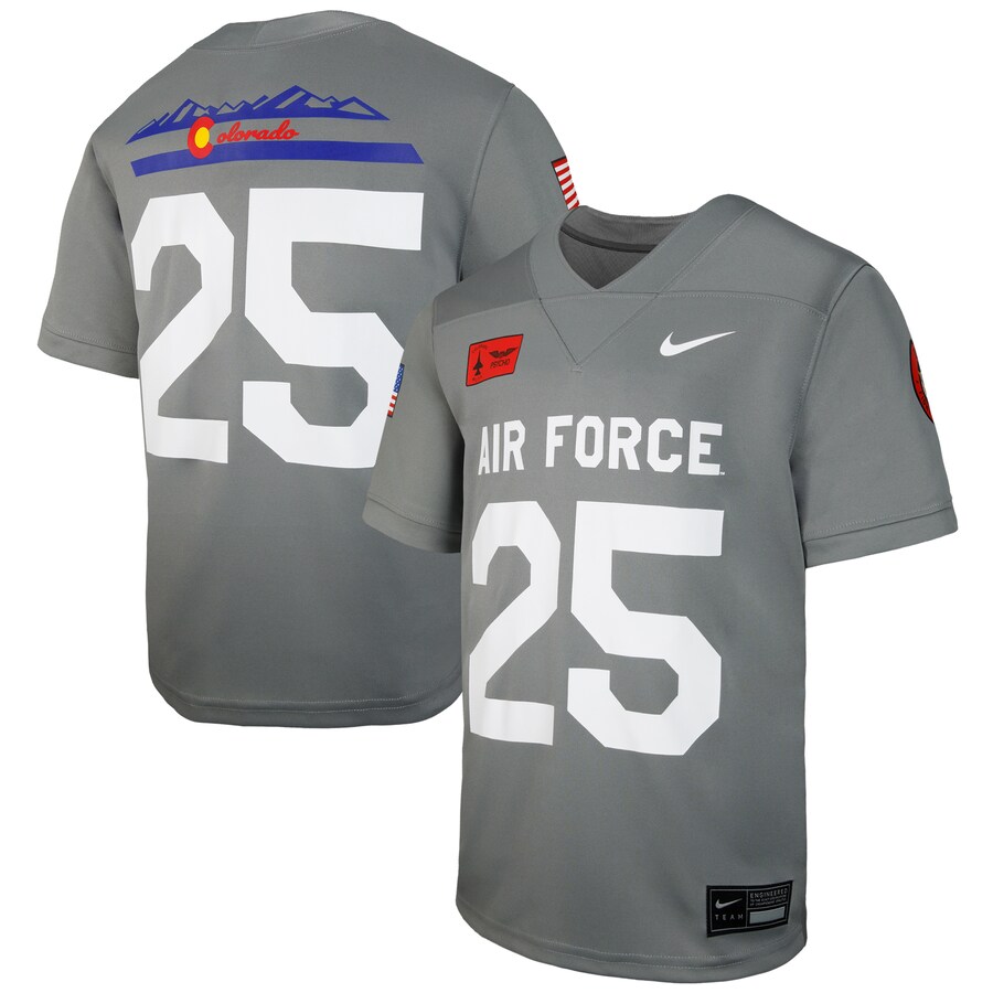 Youth Nike #25 Gray Air Force Falcons APLS Fighting Falcon Collection Football Game Jersey - ujerseystore