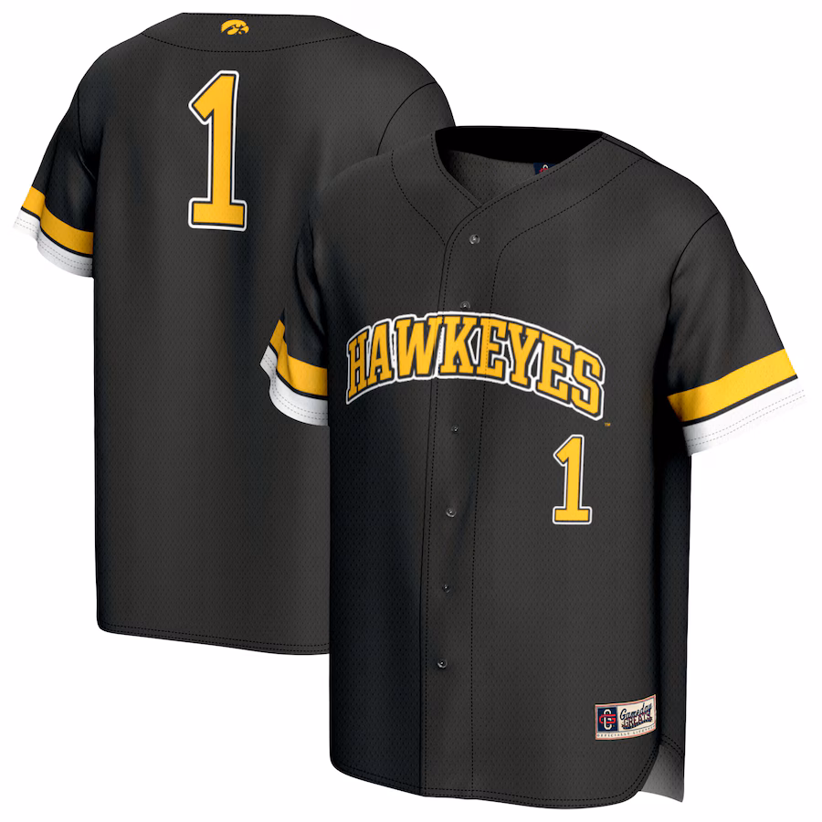 Adult GameDay Greats #1 Black Iowa Hawkeyes Lightweight Collegiate Baseball Fashion Jersey - ujerseystore