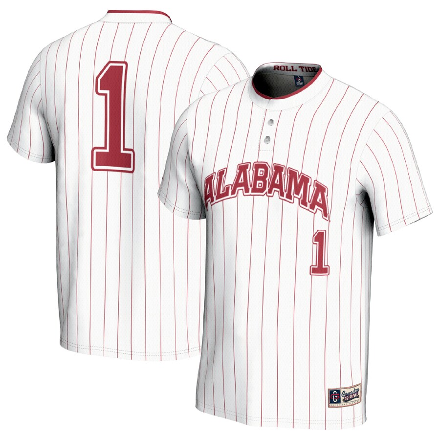 Unisex GameDay Greats #1 White Alabama Crimson Tide Lightweight Softball Fashion Jersey - ujerseystore
