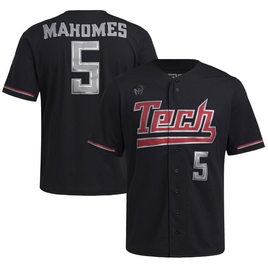Men's adidas Patrick Mahomes Black Texas Tech Red Raiders Replica Baseball Jersey - ujerseystore