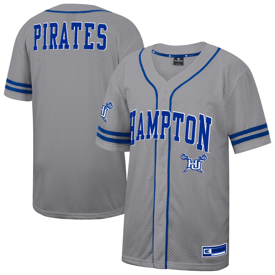 Men's Colosseum Gray Hampton Pirates Free Spirited Baseball Jersey - ujerseystore