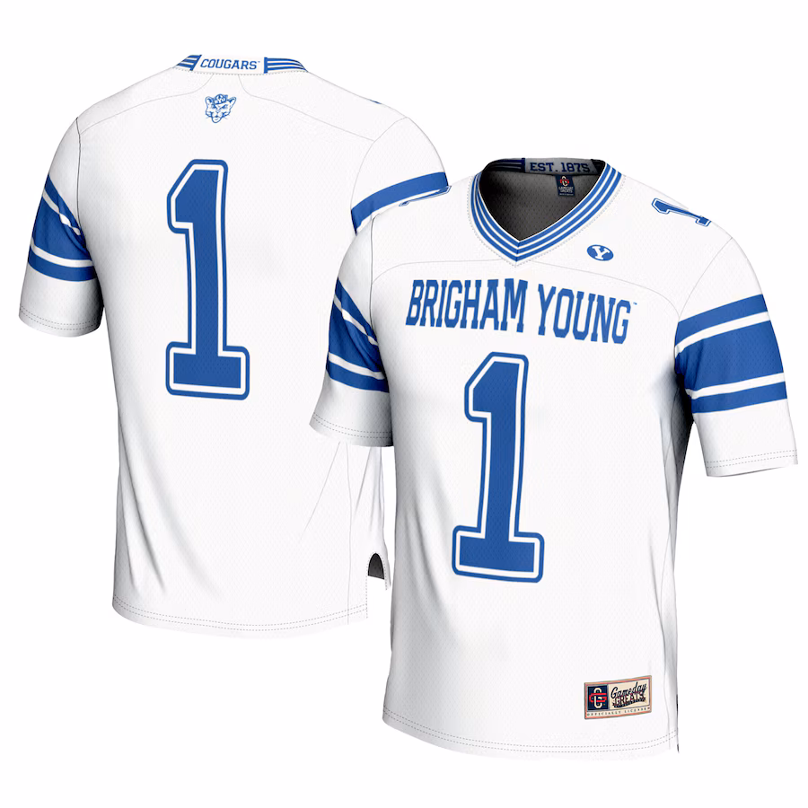 Men's GameDay Greats #1 White BYU Cougars Football Jersey - ujerseystore