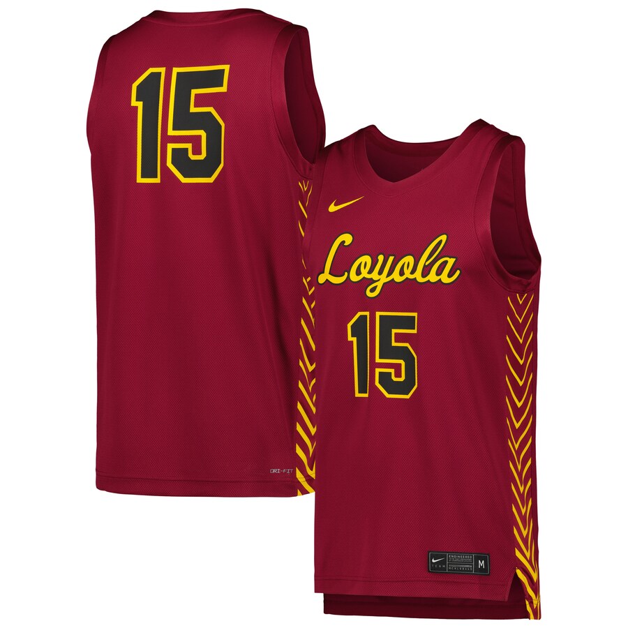Men's Nike #15 Maroon Loyola Chicago Ramblers Replica Basketball Jersey - ujerseystore
