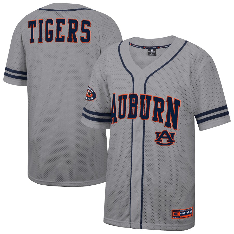 Men's Colosseum Gray Auburn Tigers Free Spirited Baseball Jersey - ujerseystore