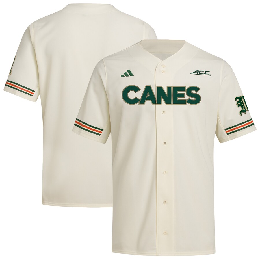 Men's adidas  Cream Miami Hurricanes Replica Baseball Jersey - ujerseystore