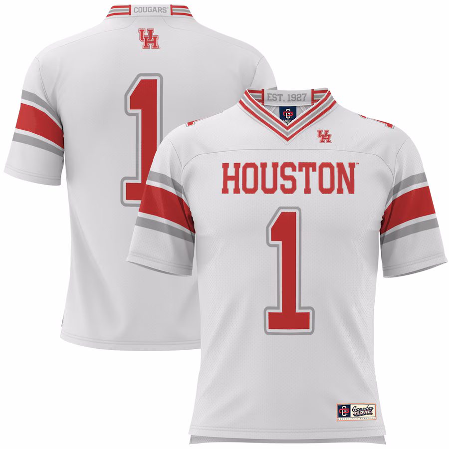Men's GameDay Greats #1 White Houston Cougars Football Jersey - ujerseystore