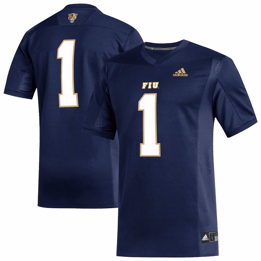Men's adidas #1 Navy FIU Panthers Replica Football Jersey - ujerseystore
