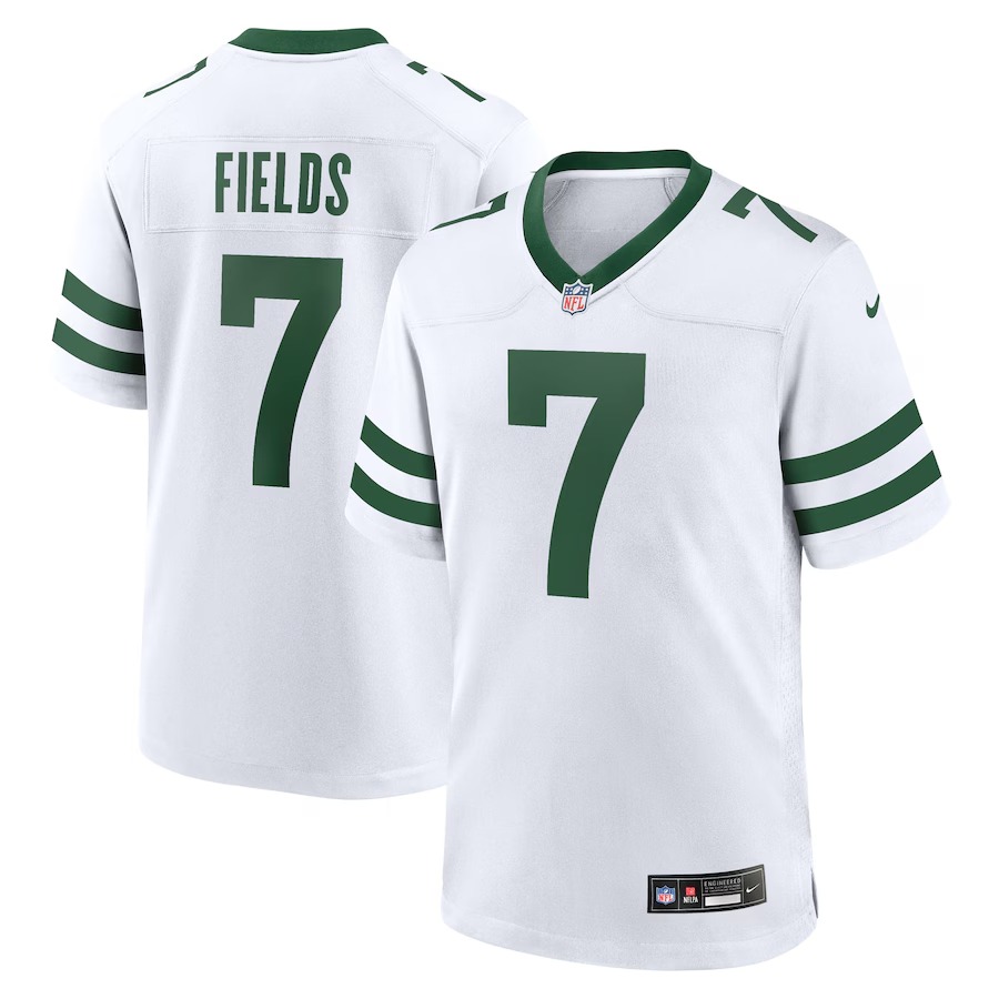 Men's New York Jets Justin Fields Nike Legacy White Game Jersey - ujerseystore