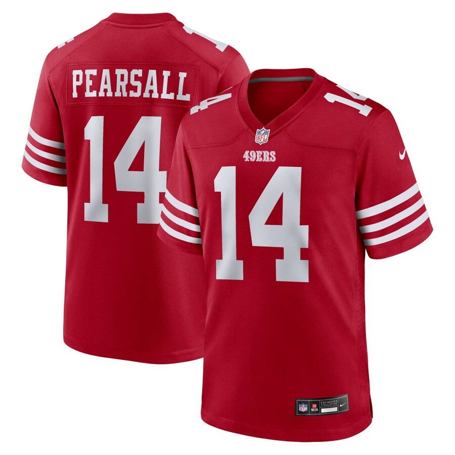 Men's San Francisco 49ers Ricky Pearsall Nike Scarlet 2024 NFL Draft First Round Pick Player Game Jersey - ujerseystore