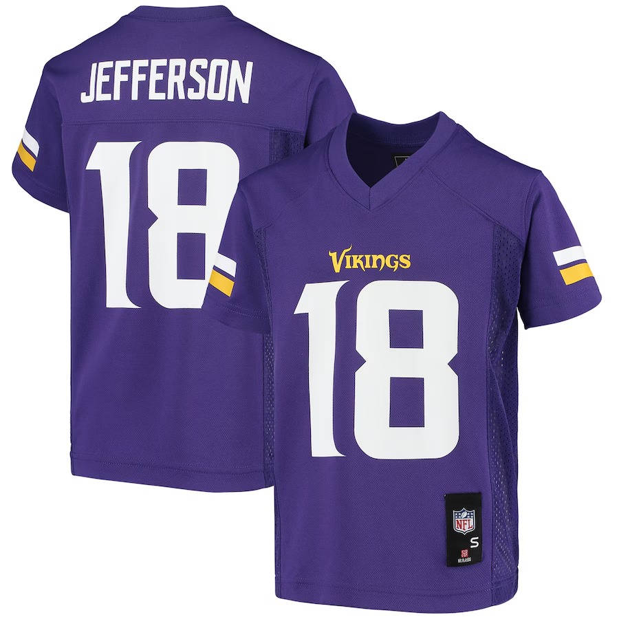 Youth Minnesota Vikings Justin Jefferson Purple Replica Player Jersey - ujerseystore