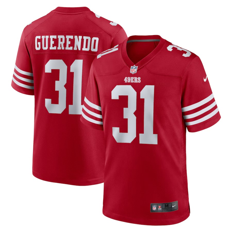 Men's San Francisco 49ers Isaac Guerendo Nike Scarlet Game Jersey - ujerseystore