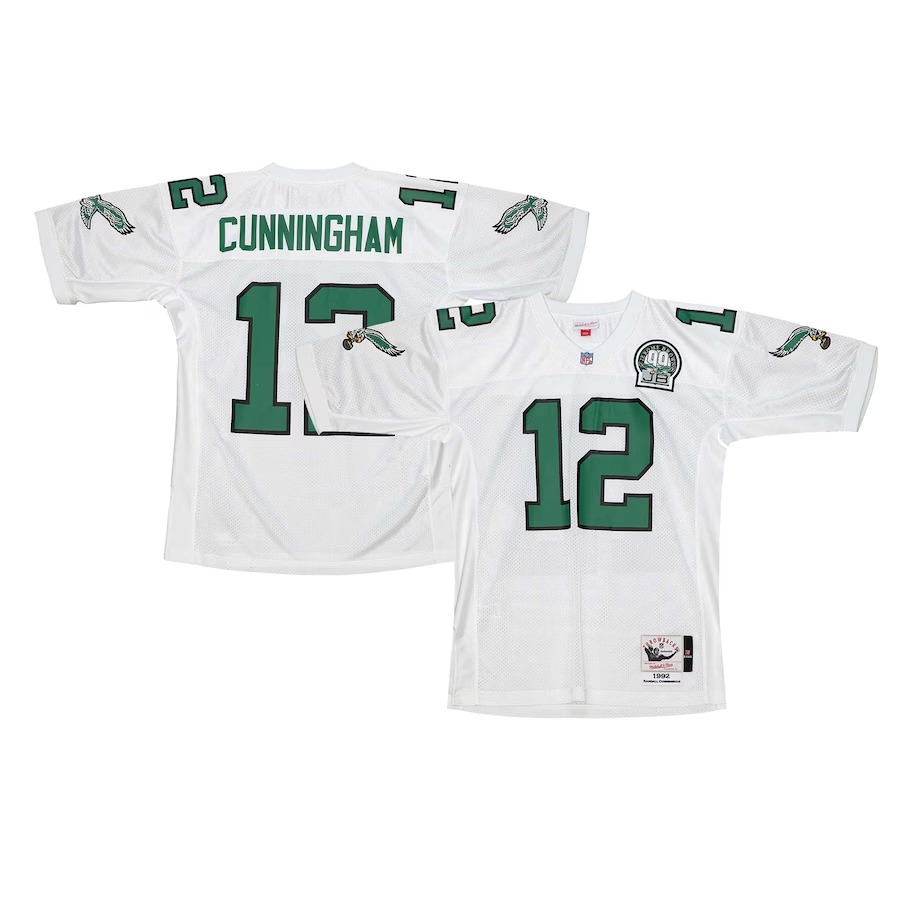 Men's Philadelphia Eagles 1992 Randall Cunningham Mitchell & Ness White Authentic Throwback Retired Player Jersey - ujerseystore