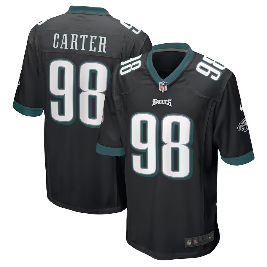 Men's Philadelphia Eagles Jalen Carter Nike Black Alternate Team Game Jersey - ujerseystore