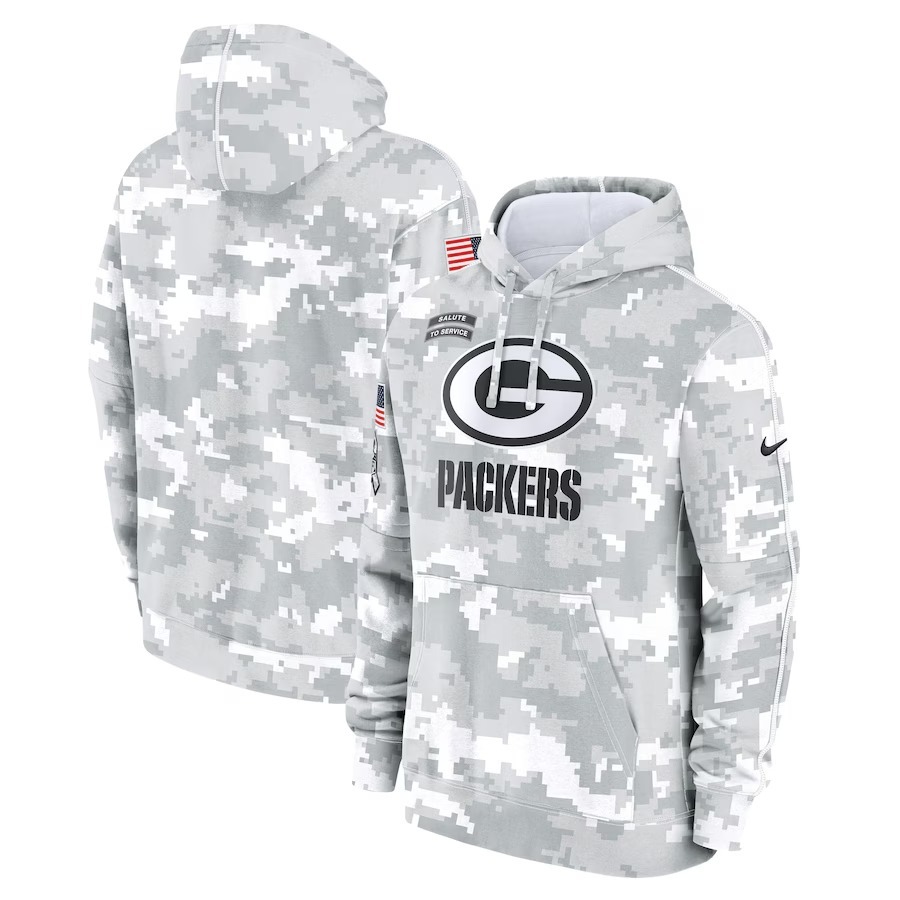 Men's Green Bay Packers Nike Arctic Camo 2024 Salute To Service Big & Tall Club Fleece Pullover Hoodie - ujerseystore