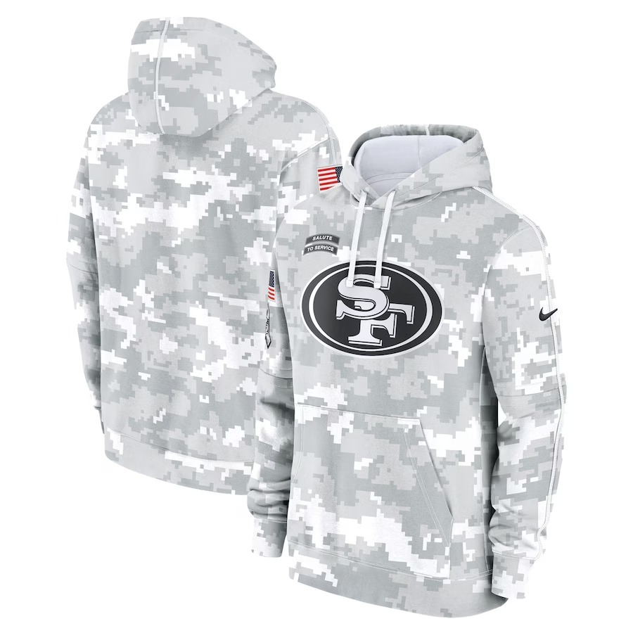 Men's San Francisco 49ers Nike Arctic Camo 2024 Salute To Service Big & Tall Club Fleece Pullover Hoodie - ujerseystore