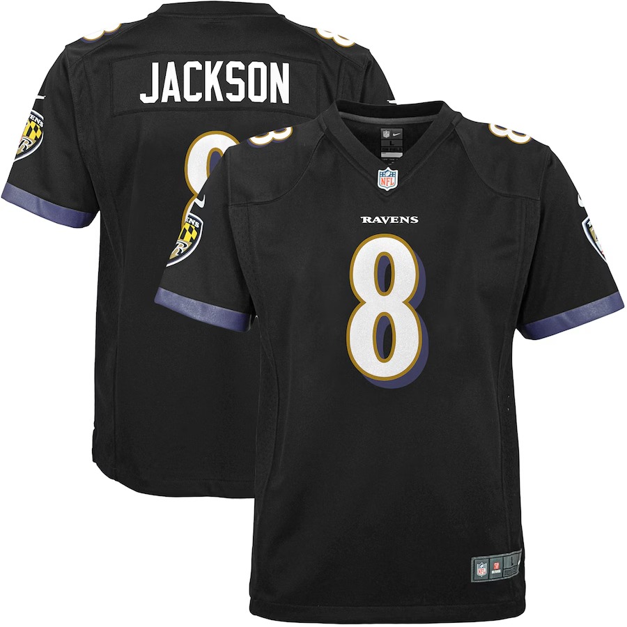 Youth Baltimore Ravens Lamar Jackson Nike Black Game Jersey - ujerseystore