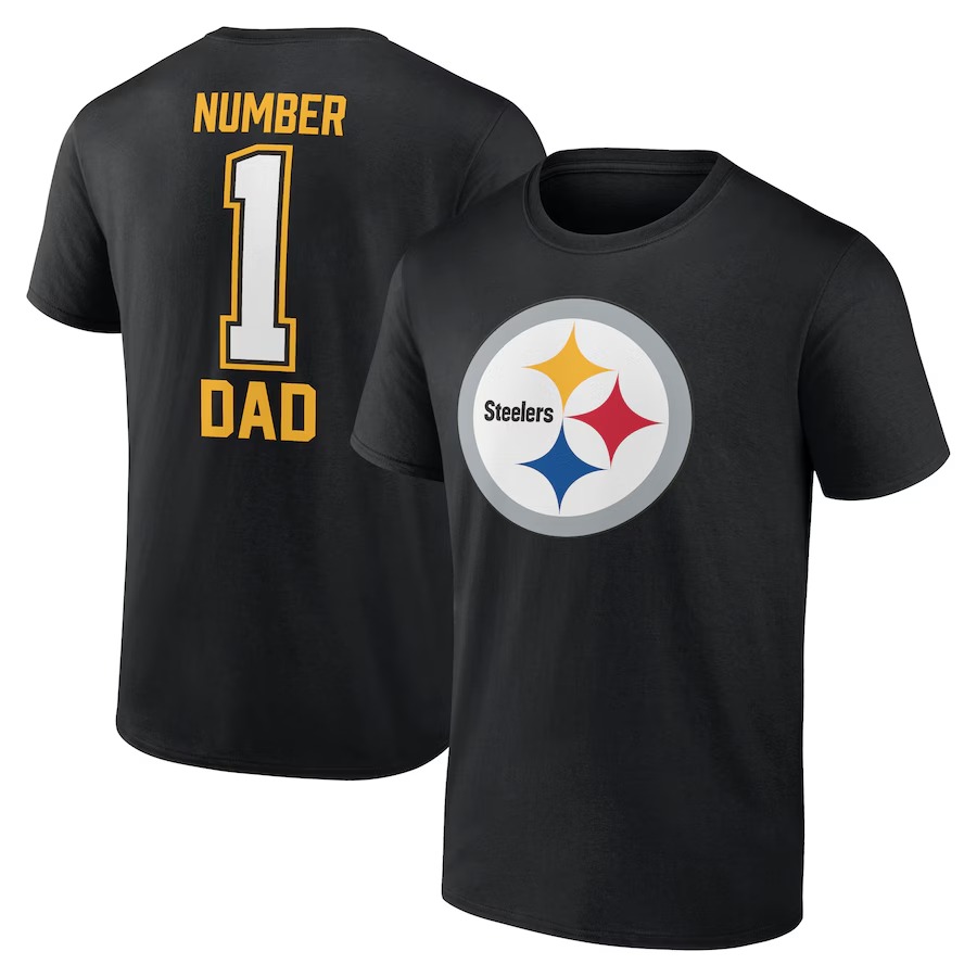 Men's Pittsburgh Steelers Black Father's Day #1 Dad T-Shirt - ujerseystore